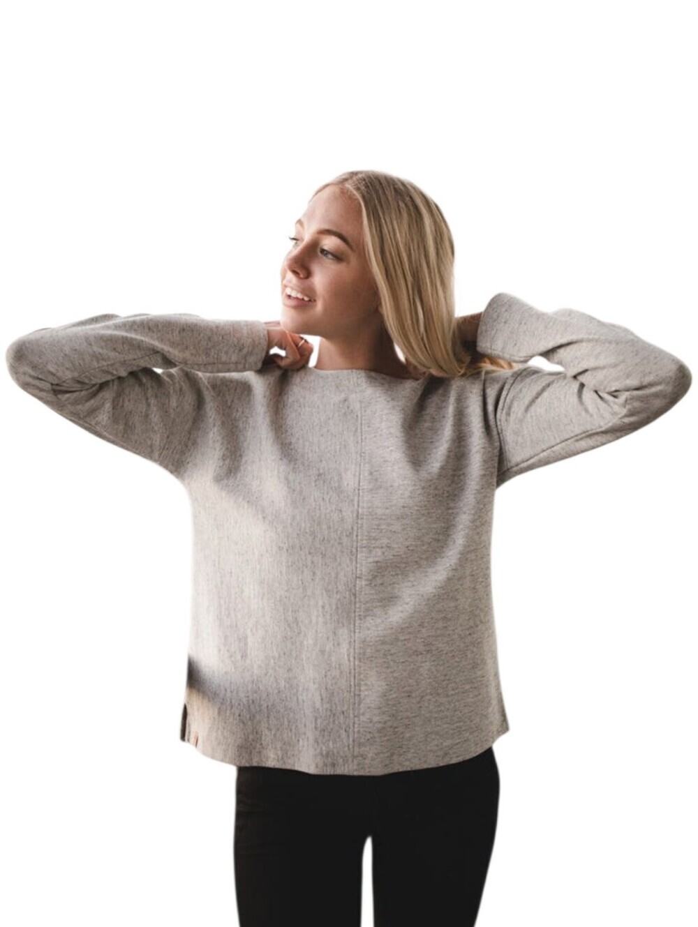 Tentree Clay Boatneck Knit Sweater Women Extra Large Grey Minimalist
